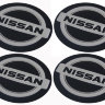 Наклейки на диски металлизированные Nissan black 60 мм 