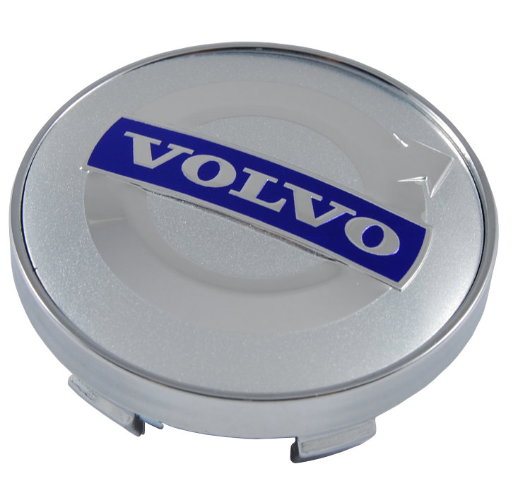 Колпачок на диски Volvo  60/56/9 серебро с синим-хром