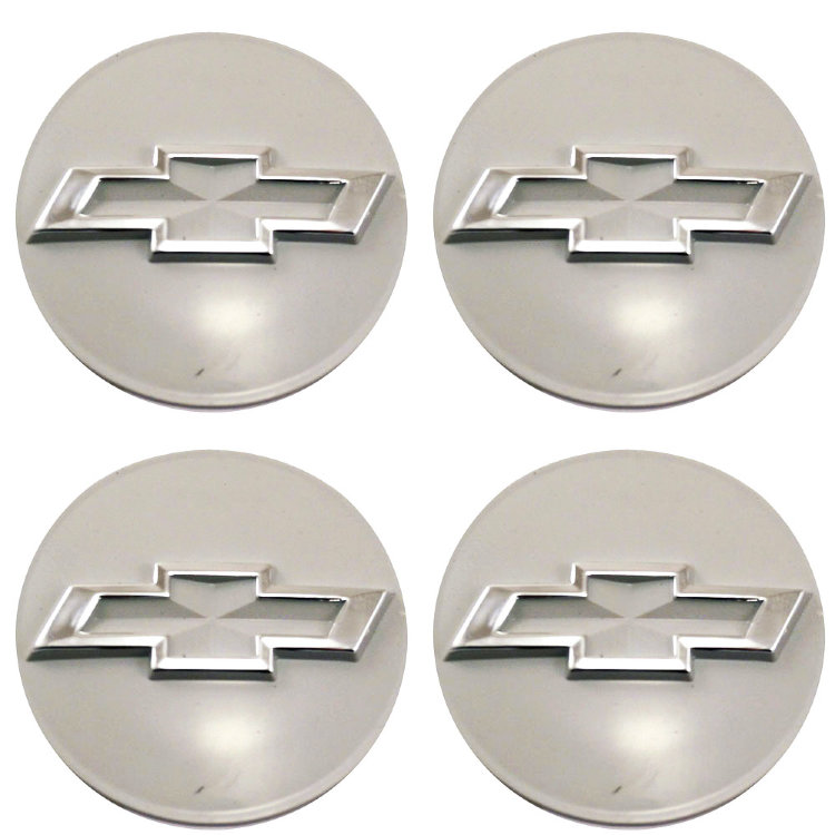 Эмблемы на колпаки и колпачки на диски Chevrolet / Шевроле объемные 60 мм молочно-серый хром