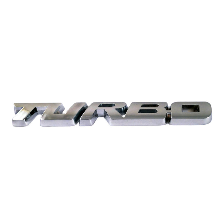 3D хромированный металлический шильд Turbo 130*18 мм 
