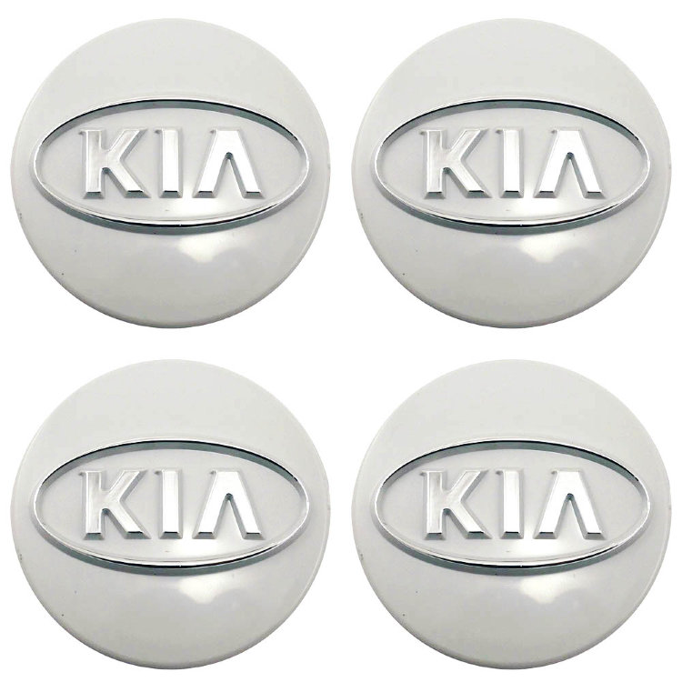 Стикеры на колпачки и колпаки KIA объемные 60 мм молочно-серый хром
