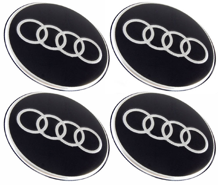 Наклейки на диски Audi black с юбкой 74 мм 
