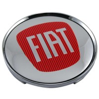 Изображение товара Колпачки на диски 62/56/8 хром со стикером Fiat хром и красный 