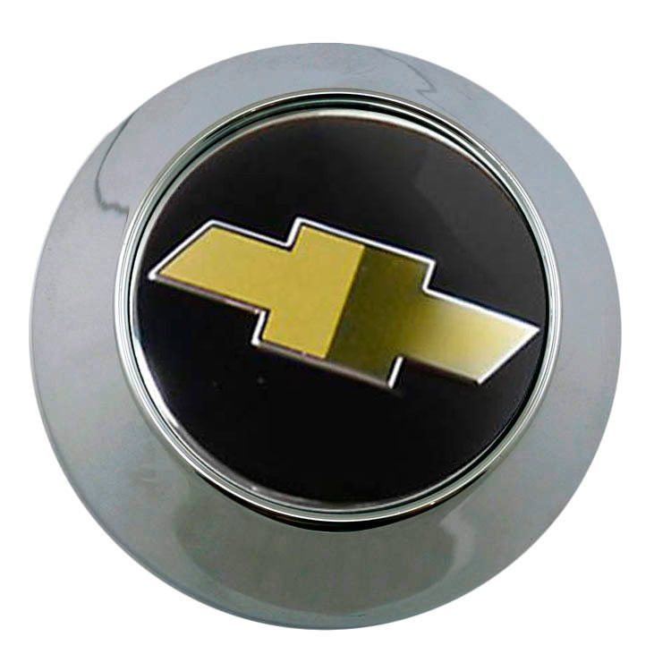Колпачок на диски Chevrolet 68/62/10 конус хром с золотым лого  