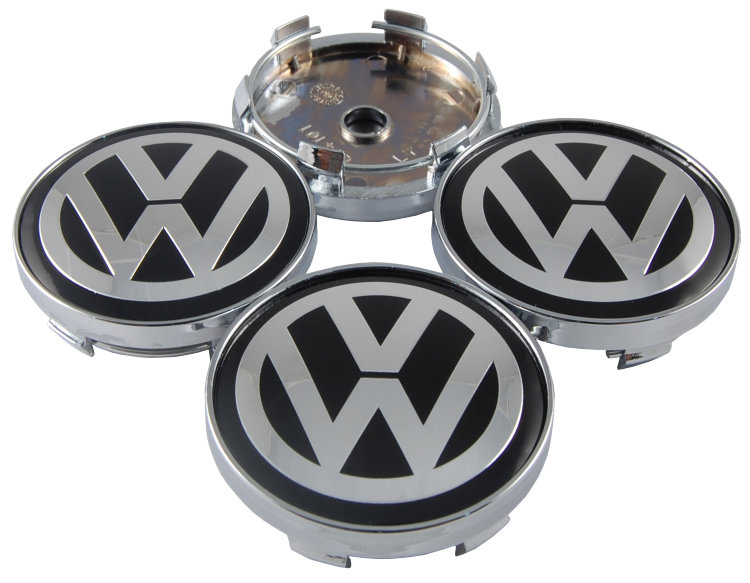 Колпачки в диски Volkswagen 60/56/9 черный-хром комплект  