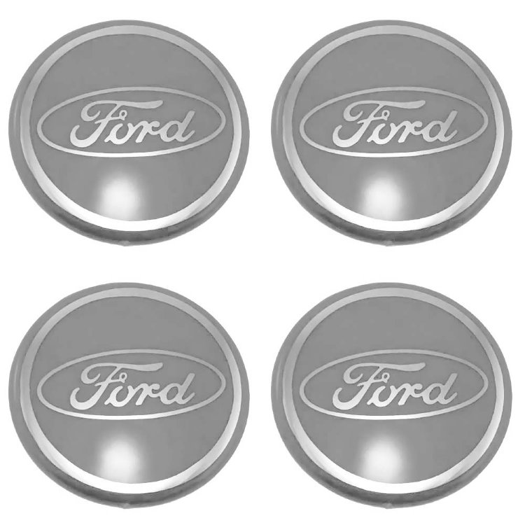 Стикеры на колпачки Ford 58 мм молочно-серый хром