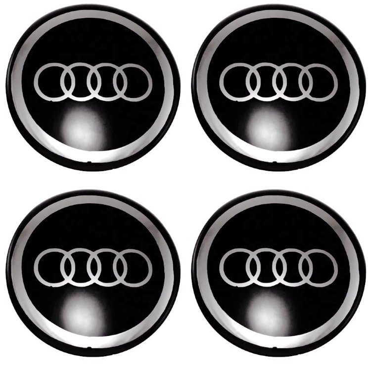 Стикеры на колпаки Audi 58 мм black/chrome