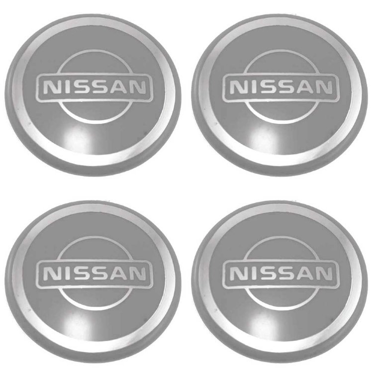 Наклейки на колпаки колес Nissan 58 мм молочно-серый хром