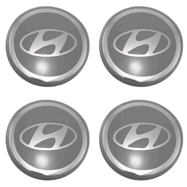 Стикеры на колпачки и колпаки Hyundai 58 мм молочно-серый хром