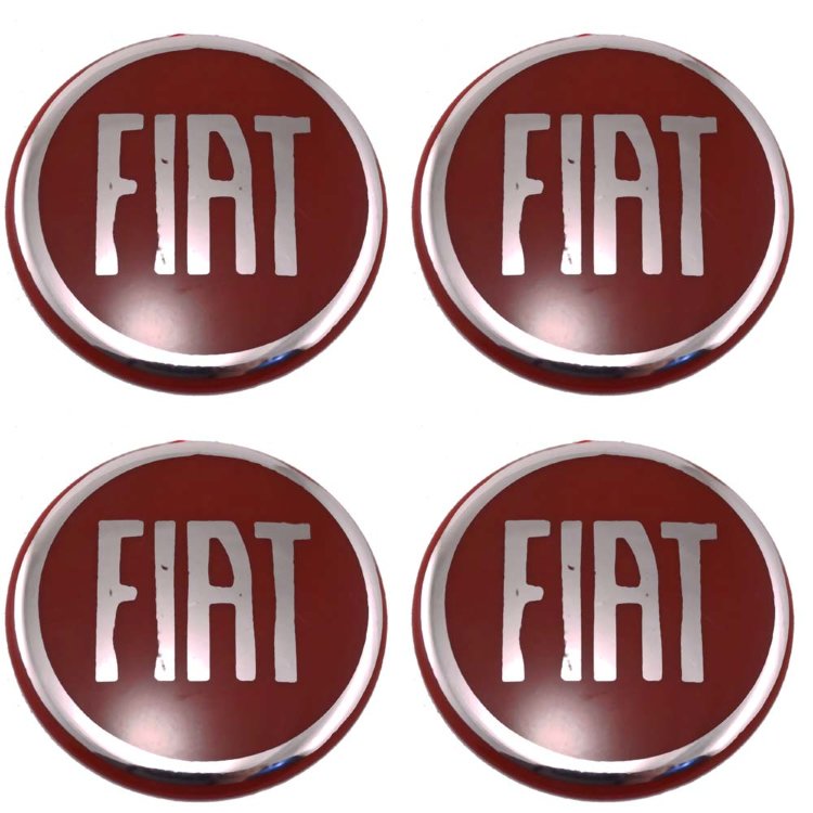 Стикеры на колпачки Fiat 60 мм серебристый+красный 
