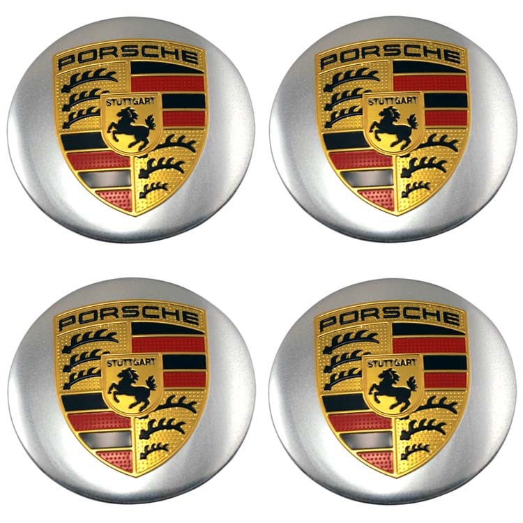 Наклейки на диски Porsche 65 мм серебристые линза