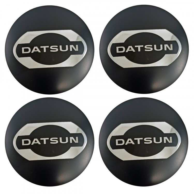 Наклейки на диски Датсун 56 мм сфера черные алюминиевые