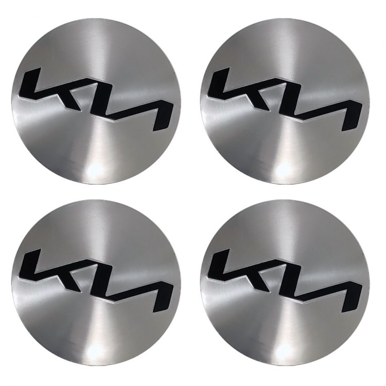 Наклейки на диски KIA 54 мм сфера новый логотип серебристые алюминиевые